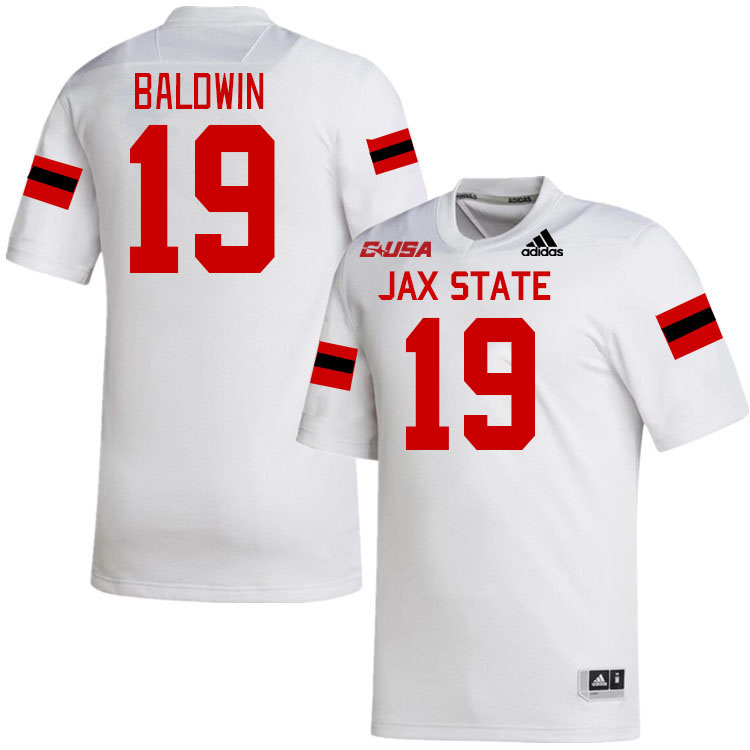 #19 Pearson Baldwin Jacksonville State Gamecocks College Football Jerseys Stitched-White